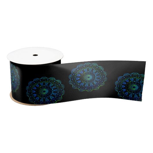 Blauwgroene mandala satijnen lint (Spoel)