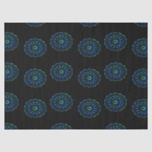 Blauwgroene mandala tissuepapier (Voorkant)