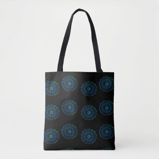 Blauwgroene mandala tote bag (Voorkant)