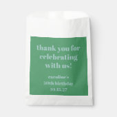 Blauwgroene moderne aangepaste 50e verjaardag beda bedankzakje (Voorkant)