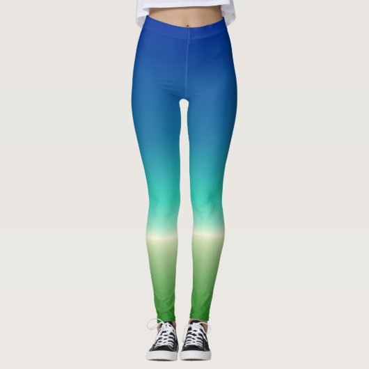 Blauwgroene oceaangradiënt leggings (Voorkant)