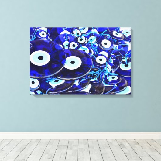 Blauwgroene ogen canvas afdruk (Insitu (Houten vloer))