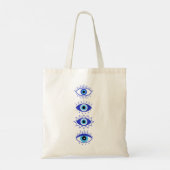 Blauwgroene ogen Energieveredeling Hamsa mysterie Tote Bag (Achterkant)