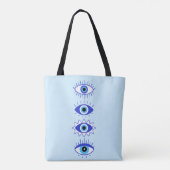Blauwgroene ogen Energieveredeling Hamsa mysterie Tote Bag (Achterkant)