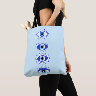 Blauwgroene ogen Energieveredeling Hamsa mysterie Tote Bag