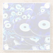 Blauwgroene ogen glazen onderzetter (Achterkant)