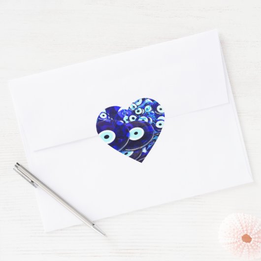 Blauwgroene ogen hart sticker (Envelop)