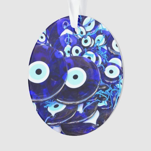 Blauwgroene ogen ornament (voorkant)