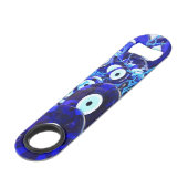 Blauwgroene ogen speed flessenopener (Achterkant Gekanteld)