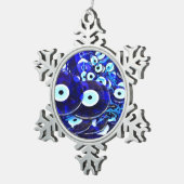 Blauwgroene ogen tin sneeuwvlok ornament (Rechts)