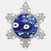 Blauwgroene ogen tin sneeuwvlok ornament (Voorkant)