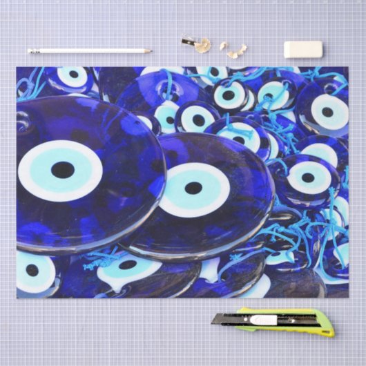 Blauwgroene ogen tissuepapier (Craft)