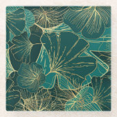 Blauwgroene olie glazen onderzetter (Voorkant)