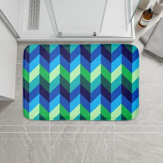 Blauwgroene Ombre Chevrons Kleine Badmat