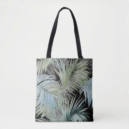 Blauwgroene palmbladeren Canvas tas
