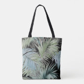 Blauwgroene palmbladeren Canvas tas (Achterkant)