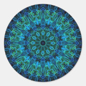 Blauwgroene Pareltjes caleidoscoop Ronde Sticker (Voorkant)