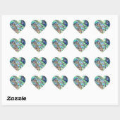 Blauwgroene paua-zeebrasedetails hart sticker (Vel)