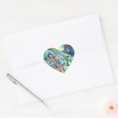 Blauwgroene paua-zeebrasedetails hart sticker (Envelop)