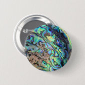 Blauwgroene paua-zeebrasedetails ronde button 5,7 cm (Voorkant /achterkant)