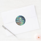 Blauwgroene paua-zeebrasedetails ronde sticker (Envelop)