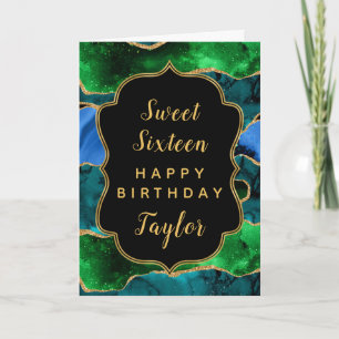 Blauwgroene Pauw Agate Sweet 16 Gelukkige Verjaard Kaart