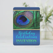 Blauwgroene Pauwveer 30e Verjaardagsfeestje Kaart (Staand voorkant)