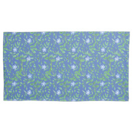 Blauwgroene periwinkle Floral Pattern op Royal Blu Kussensloop