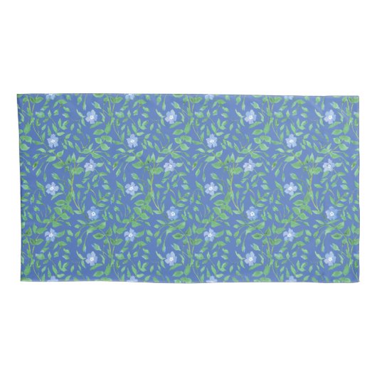 Blauwgroene periwinkle Floral Pattern op Royal Blu Kussensloop (Achterkant-Rechts)