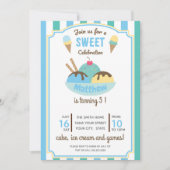Blauwgroene retro Ice Cream Kind Birthday Party Kaart (Voorkant)