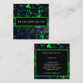 Blauwgroene roze zwarte schilder Splatter Makeup A Vierkante Visitekaartje (Voorkant / Achterkant)