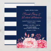 Blauwgroene Rozen Strepen Bloemen Bruiloftsinvitat Kaart (Voorkant / Achterkant)