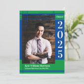 Blauwgroene school Kleur Afstuderen Foto geplakt Kaart (Staand voorkant)