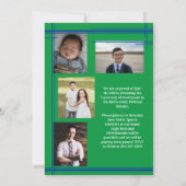 Blauwgroene school Kleur Afstuderen Foto geplakt Kaart (Achterkant)