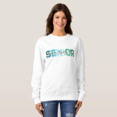 Blauwgroene Senior 2025 Typografie Trui (Voorkant volledig)