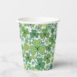 Blauwgroene Shamrock Klaver Papieren Bekers
