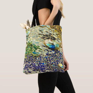 Blauwgroene Spaanse mozaïek Tote Bag