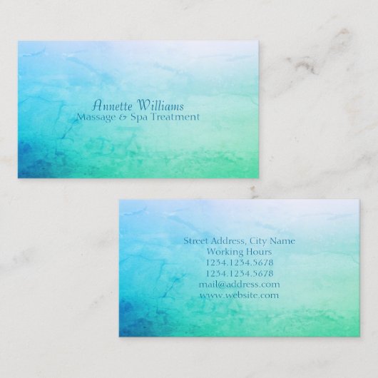 Blauwgroene steen marmeren faux ziet eruit visitekaartje (Voorkant / Achterkant)