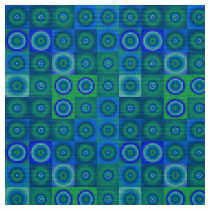 Blauwgroene Stip en Vierkanten Stof