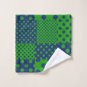 Blauwgroene Stippen Patchwork Bad Handdoek (Wasdoekje)