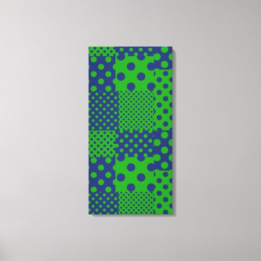 Blauwgroene Stippen Patchwork  Canvas Afdruk (Voorkant)