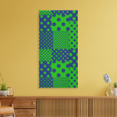 Blauwgroene Stippen Patchwork  Canvas Afdruk (Insitu (Woonkamer))