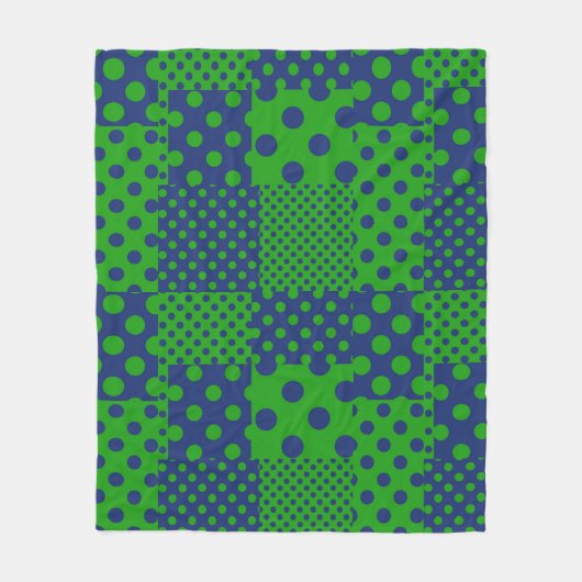 Blauwgroene Stippen Patchwork Fleece Deken (Voorkant)