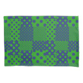 Blauwgroene Stippen Patchwork Kussensloop (Voorkant)