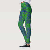 Blauwgroene Stippen Patchwork  Leggings (Links)