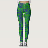 Blauwgroene Stippen Patchwork  Leggings (Voorkant)