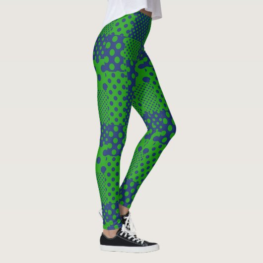 Blauwgroene Stippen Patchwork  Leggings (Rechts)