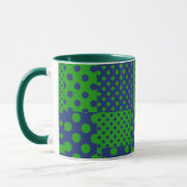Blauwgroene Stippen Patchwork  Mok (Links)
