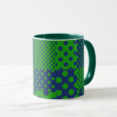 Blauwgroene Stippen Patchwork  Mok (Voorkant rechts)