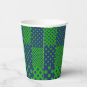 Blauwgroene Stippen Patchwork  Papieren Bekers (Rechts)